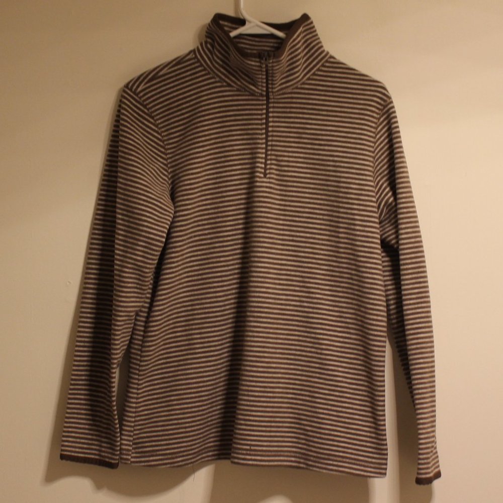Old Navy Brown Striped Fleece Half Zip Sweatshirt